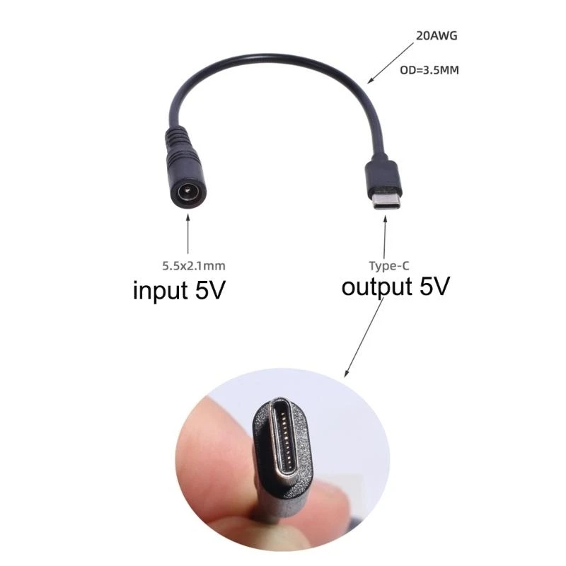 Universal Type-C to 5.5x2.1mm Power Adapter Cable