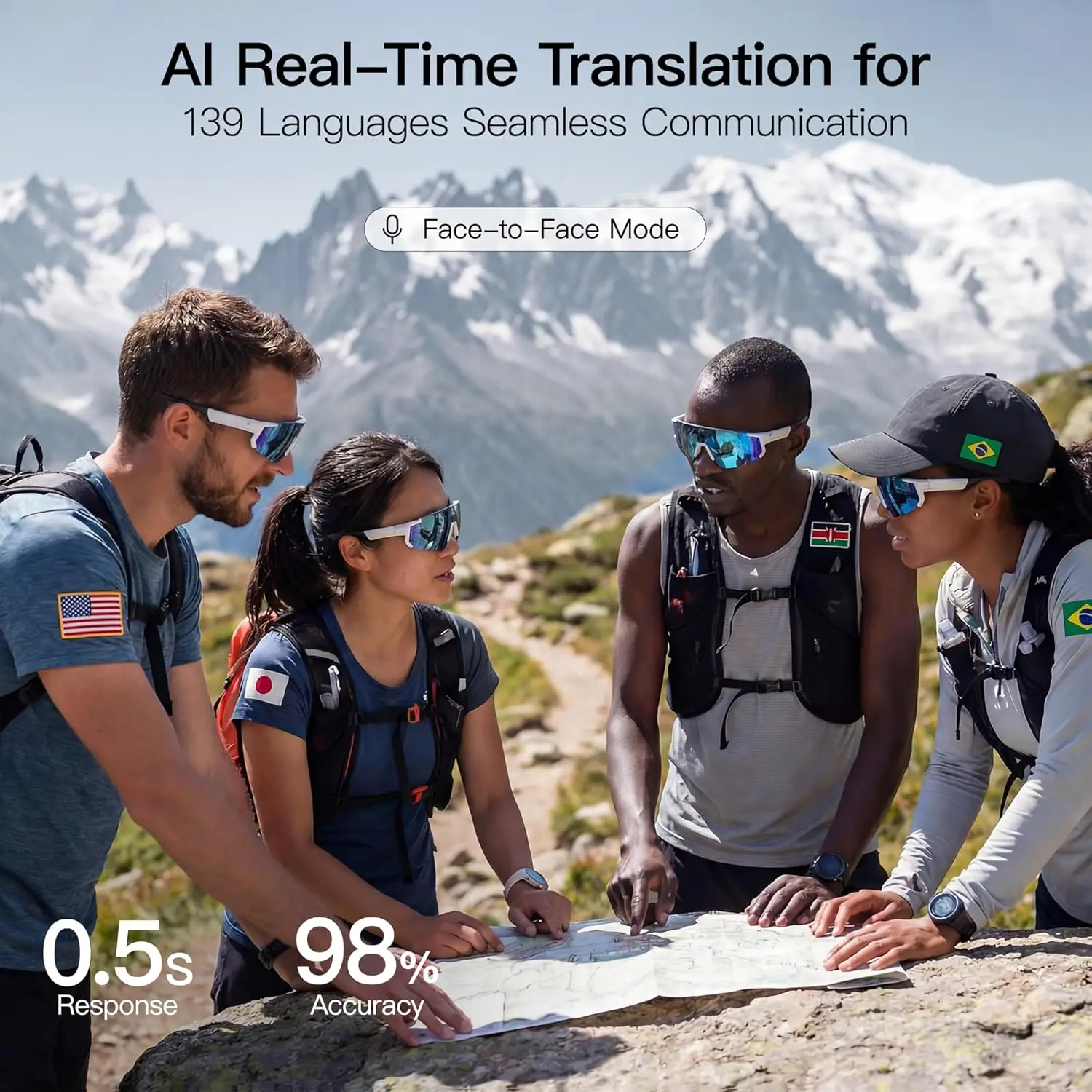 AI Voice Translation Smart Glasses – 1200P Camera Video Recording, Bluetooth & WiFi, Anti-Shake Polarized Lens Sports Sunglasses 5
