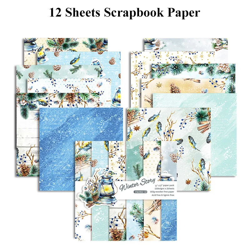 12-Inch Scrapbook Paper Pad - 12 Sheets for DIY Crafts, Card Making, and Art Projects