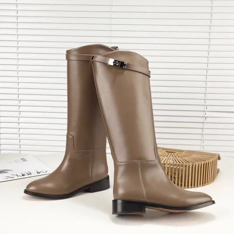 New Sleeve Thick Heel Low Heel Martin Boots Round Head High Barrel Foreign Trade Large Size Shoes Fast Selling Boots