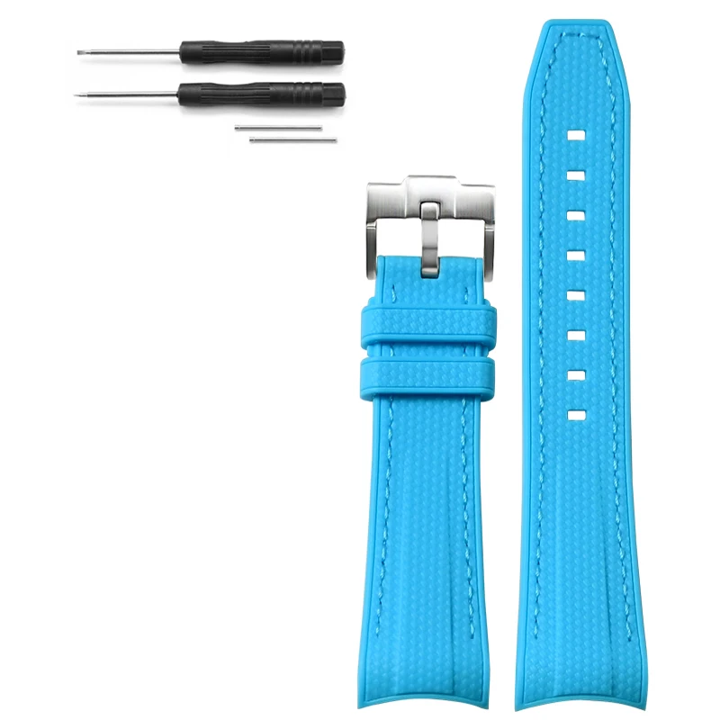 Green Abyss Waterproof Sport Woven Silicone Watch Band with Curved End Design, 22mm