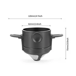 Portable Pour Over Coffee Maker Set with Stainless Steel Mug and Collapsible Filter (BLACK)