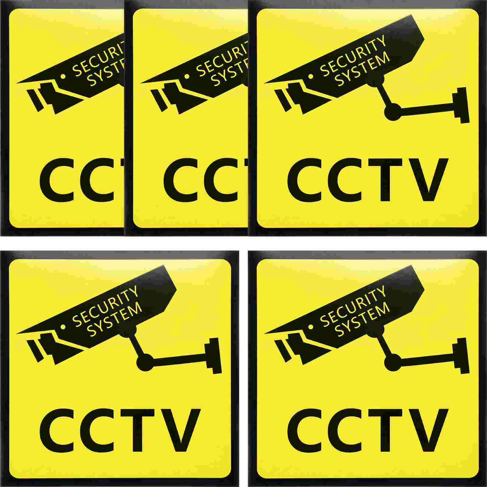 5 Pcs Monitoring Warning Stickers Strong Adhesion Signs Camera Watching Window High-definition Security Business Cctv Alarm for
