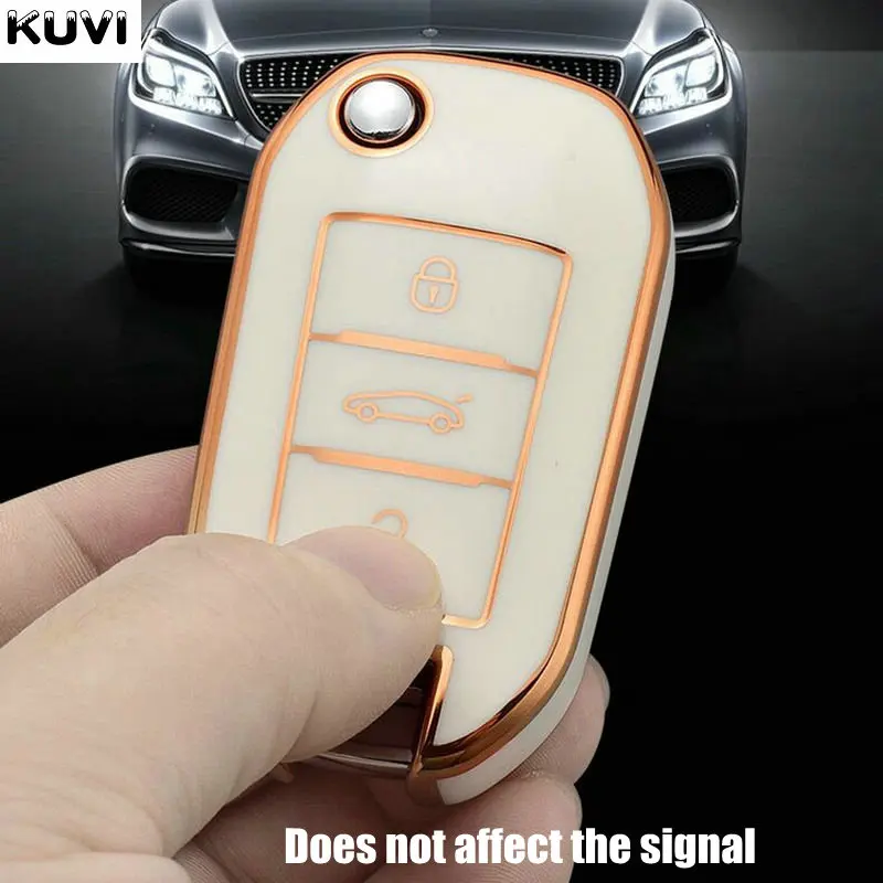 TPU Car Flip Key Case Cover Shell For Peugeot 208 3008 308 508 408 2008 307 4008 For Citroen C4 C3 C6 CACTUS C8 Keyless Fob key case key case cover car key shell