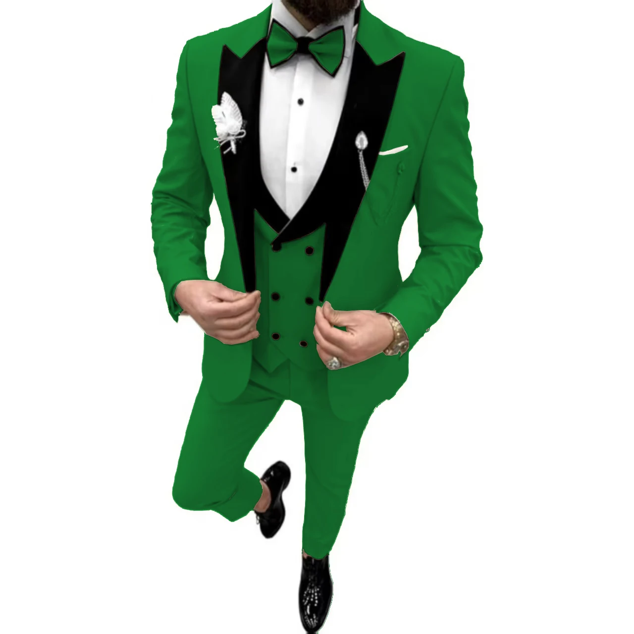 Formal Suits for Men Peak Lapel 3 Pieces Blazer Vest and Pants Set Elegant High Quality Wedding Dresses New