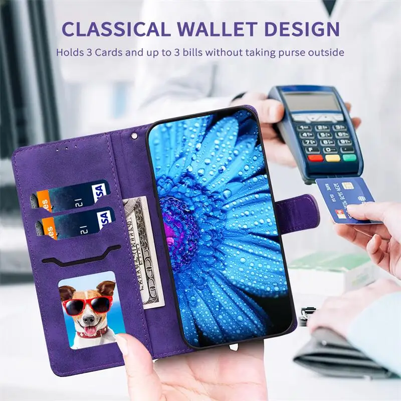 Deluxe Leather Flip Wallet Phone Case with Magnetic Closure