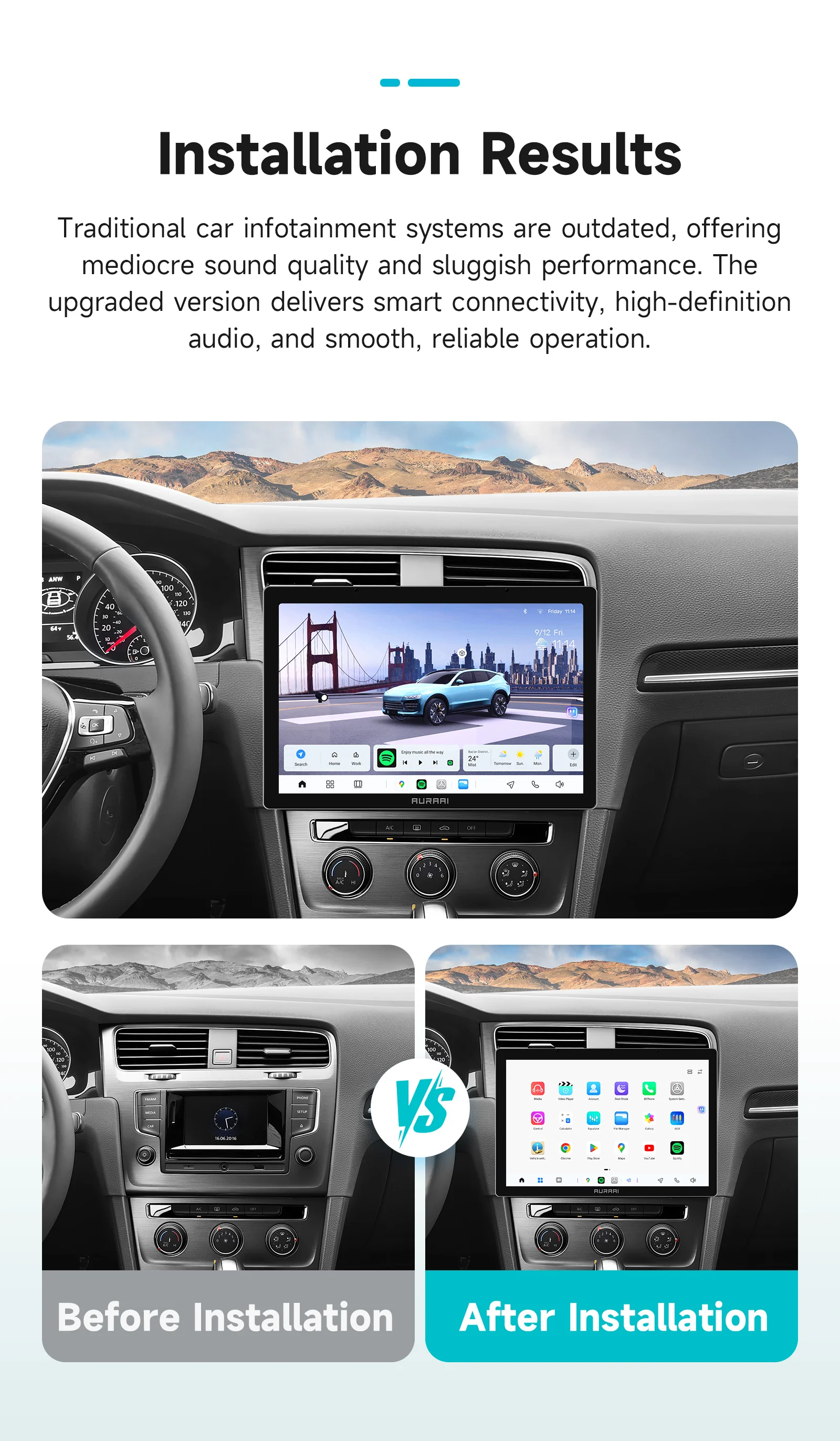 AURAAI 2K Bildschirm AI Auto Elektronisches Gerät für Volkswagen Golf 7 2013–2017 Navigation Carplay Autoradio Intelligente Systeme 4G – Detail 3