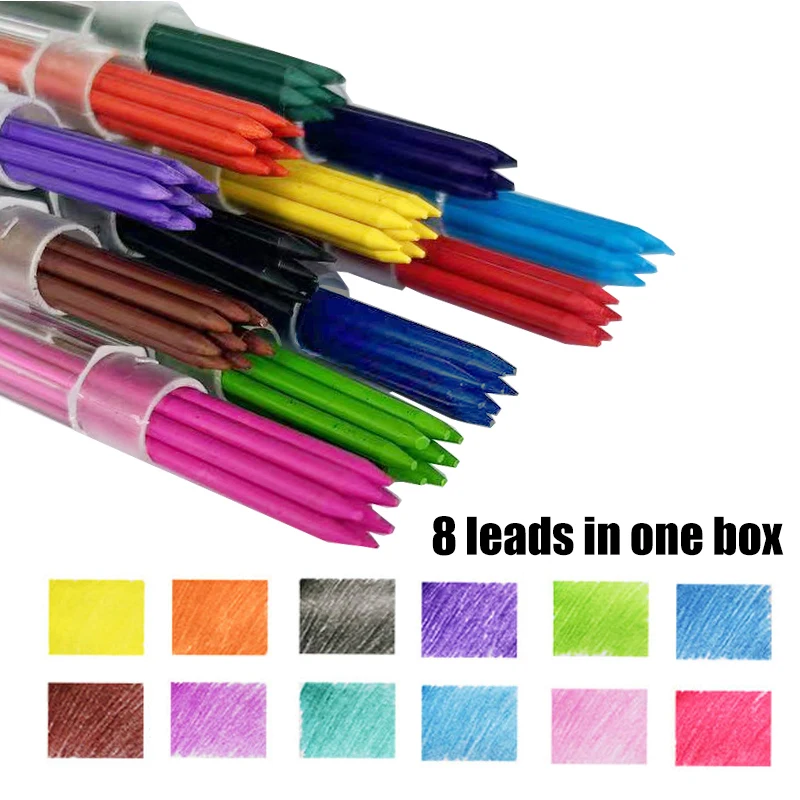 12 Colors 2.0mm HB Replaceable Lead for Automatic Pencils School Office Art Painting Writing Stationery Supplies Smooth Writing 2