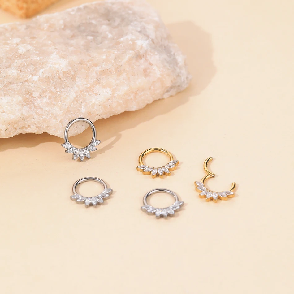 1 Stück Titan Nase Hoop Daith Ohrring Conch Helix Septum Piercing Clicker Segment Helix Rook Ohr Piercings Frauen Körperschmuck 16G – Detail 23