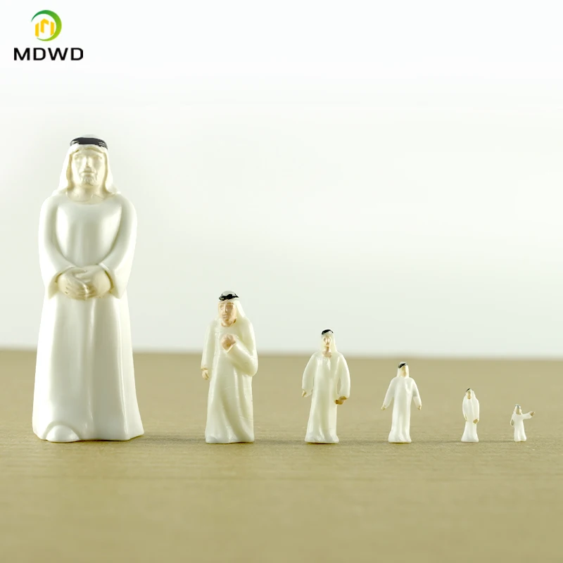 10pcs 25Scale Model Arab ABS Plastic White And Black Dresses Figures People For Diorama Architecture Street Scene Making 5