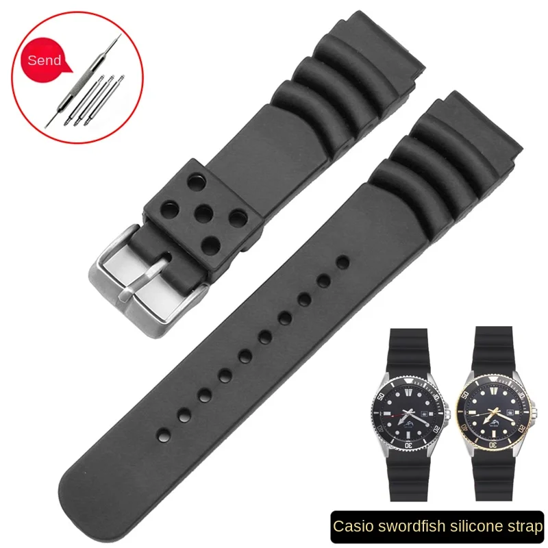 

Adapted To Substitute Casio Swordfish MDV-106 MTP-VD01 Water Ghost Gates Ocean Heart Silicone Watch Strap with 22mm