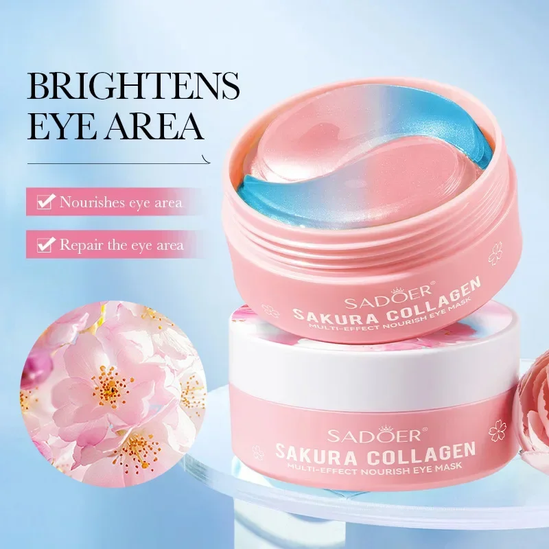 60pcs SADOER Sakura Collagen Eye Mask Anti Dark Circles Eyes Bags Removal Moisturizing Firming Eye Patches Skin Care for Eyes 3