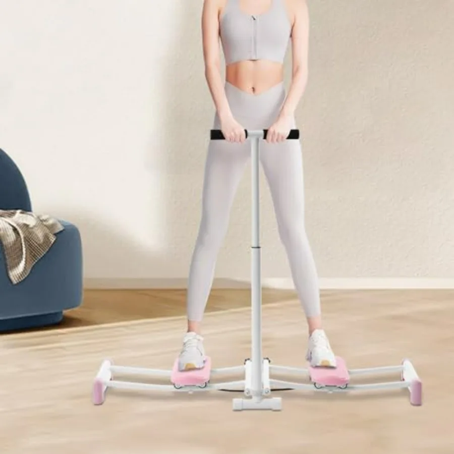 Pelvic Trainer, Leg Exerciser Double-Bearing Pulley Inner Thigh Toner Hip Shaper with Yoga Tension Band and Adjustable Rods for