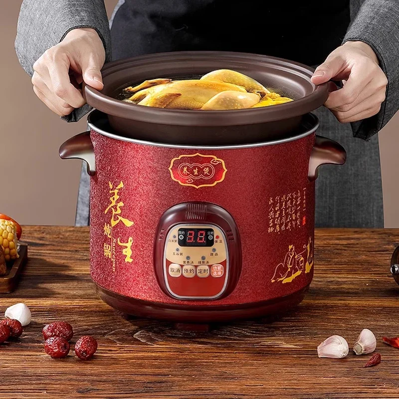 6L Automatic stew pot Ceramic crock pot Smart sous vide cooker cuisine intelligente Electric Slow Cooker Home Appliances 220V 4