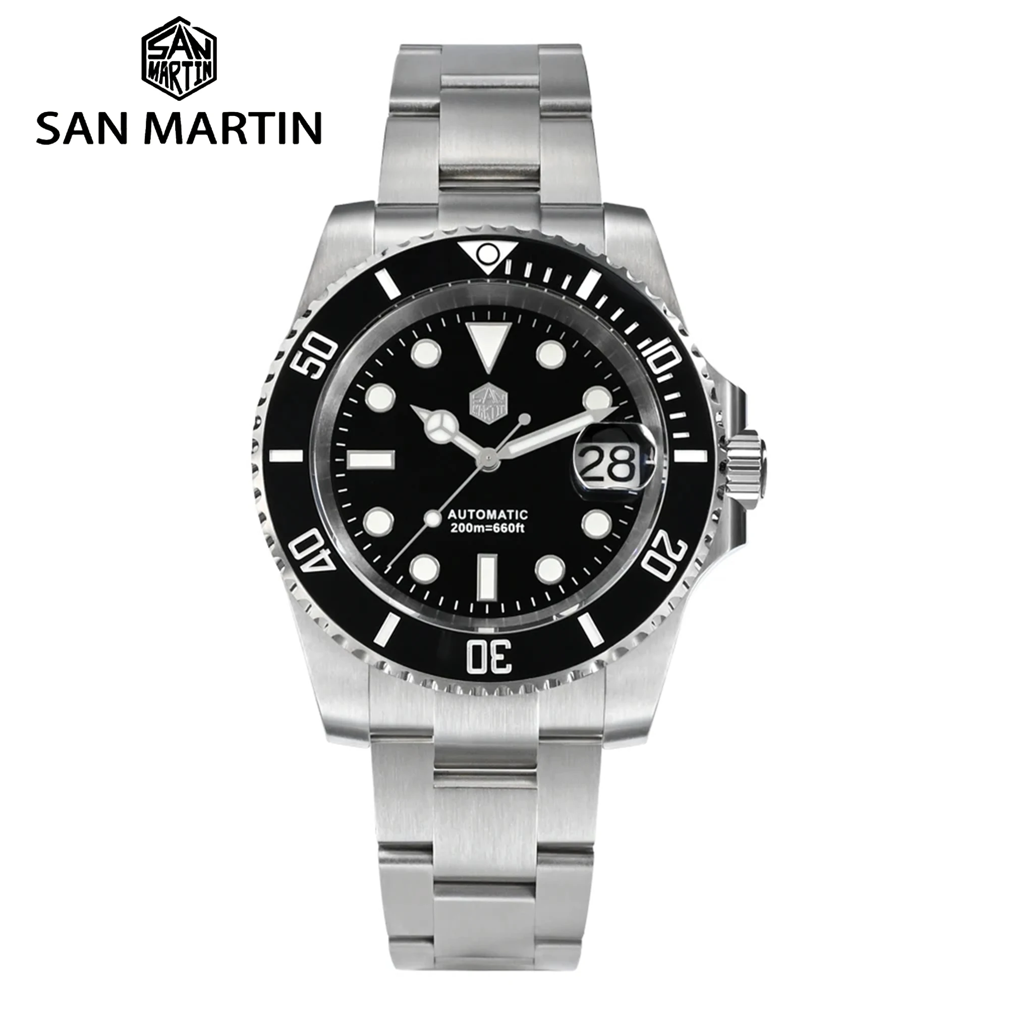 

San Martin SN0017 Men Diving Watches Luxury Business Stainless Steel Automatic Mechanical Watch Sapphire Glass Waterproof 200M