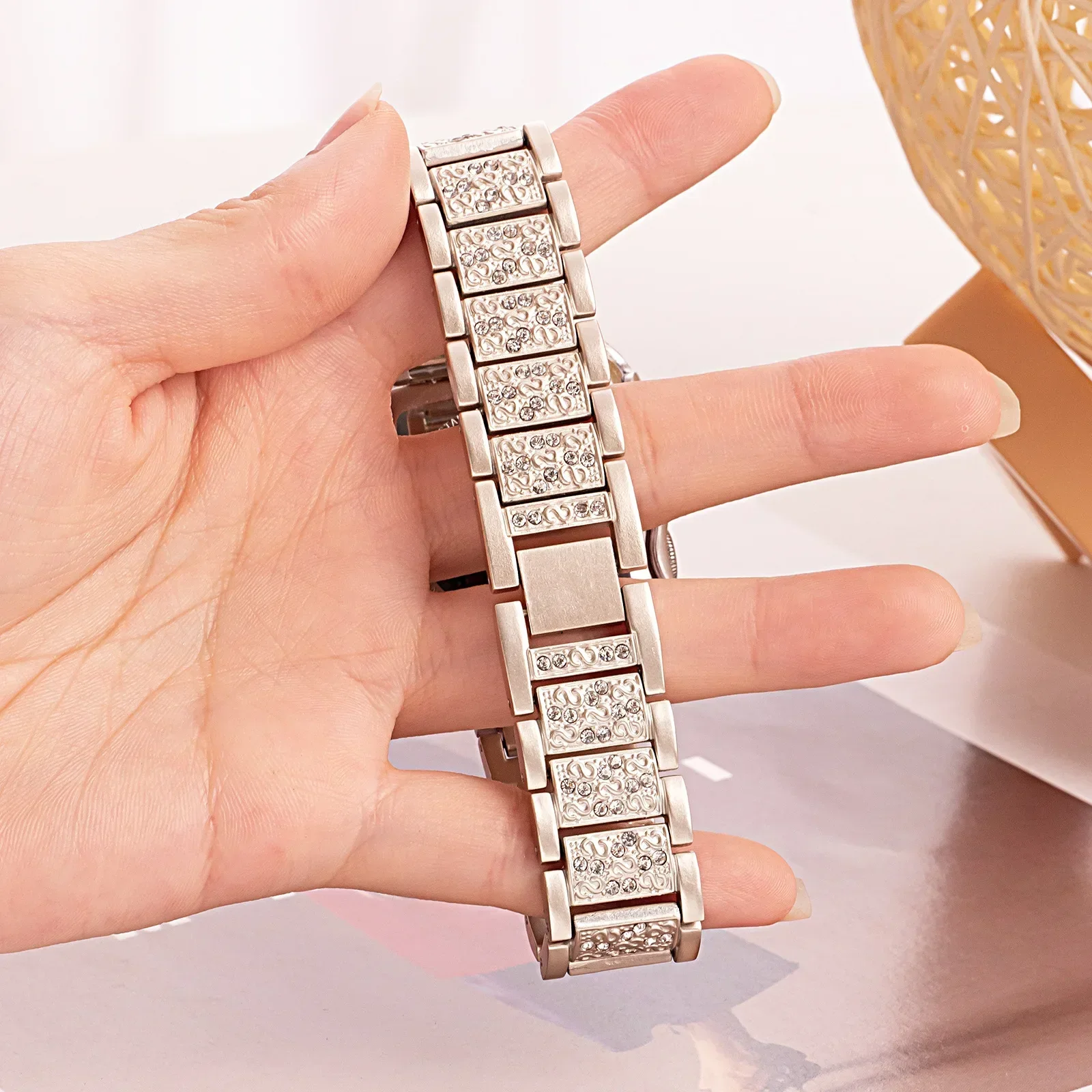 Elegant Stainless Steel Diamond Bracelet Strap