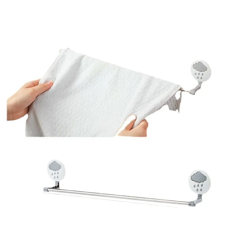 1PC Non Perforated Single Pole Towel Rack, Bathroom, Seamless Self-adhesive Storage, Stainless Steel