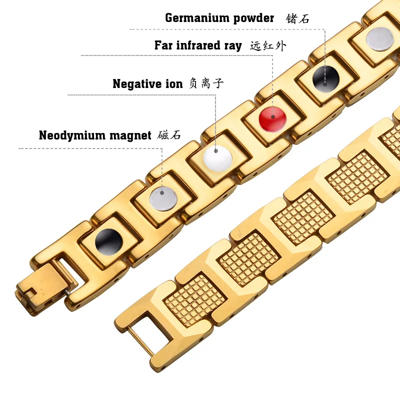 Tungsten Steel Energy Bracelet Germanium Anti-fatigue Titanium Steel Men's Anti-radiation Health Bracelet