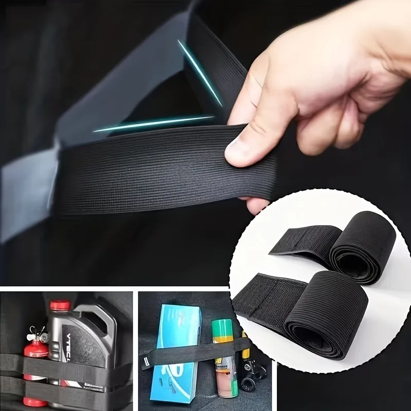 Organizer per Bagagliaio Auto con Nastri Magici Neri, Accessori Auto, Cinghie di Fissaggio, Borsa Portaoggetti, Nastri per Organizzazione Interna Auto - immagine 4