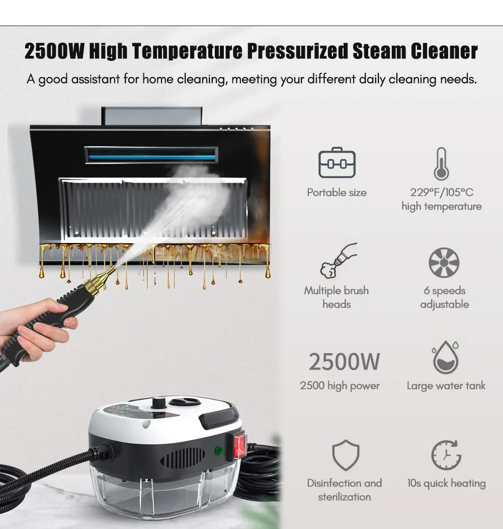 Description Picture 5 of itemHigh temperature and high pressure steam cleaning machine Air conditioning kitchen household 2500W cleaning machine