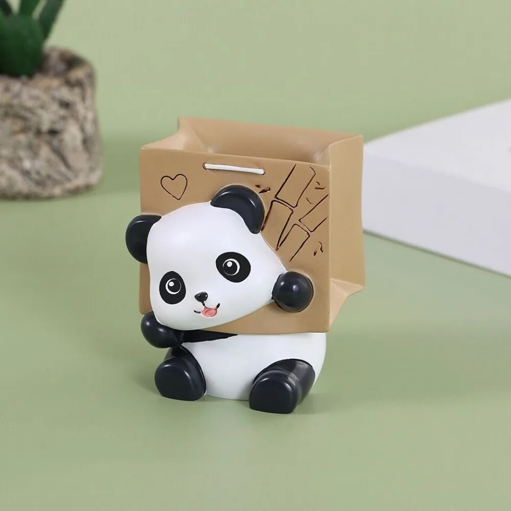 

Cartoon Pen Holder Panda Cubs Desktop Ornaments Pencil Container Gift Decorations Synthetic Resin Cute Doll Student Stationery