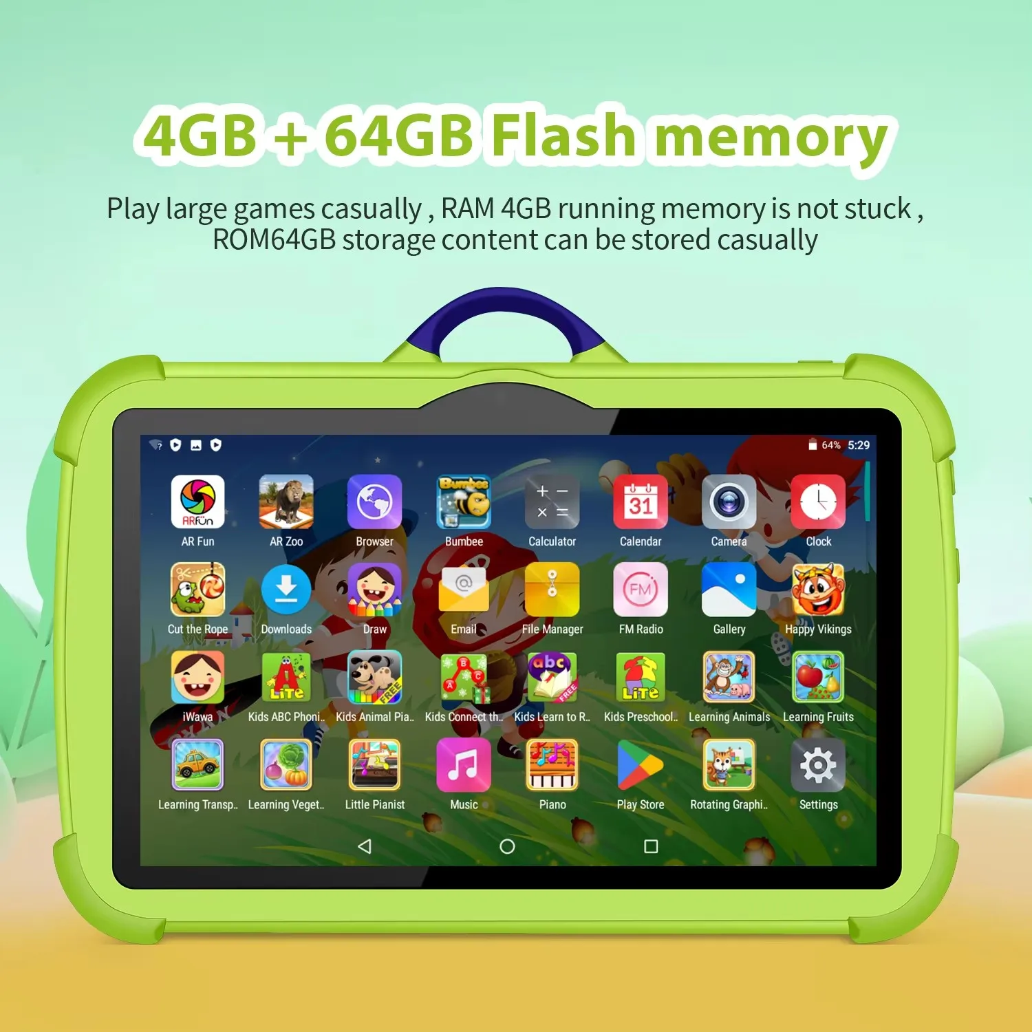 2024 New 5G WiFi 7 Inch Google Tablet For Children Learning Education Kids Tablets Quad Core 4GB RAM 64GB ROM Dual BOW Cameras 3
