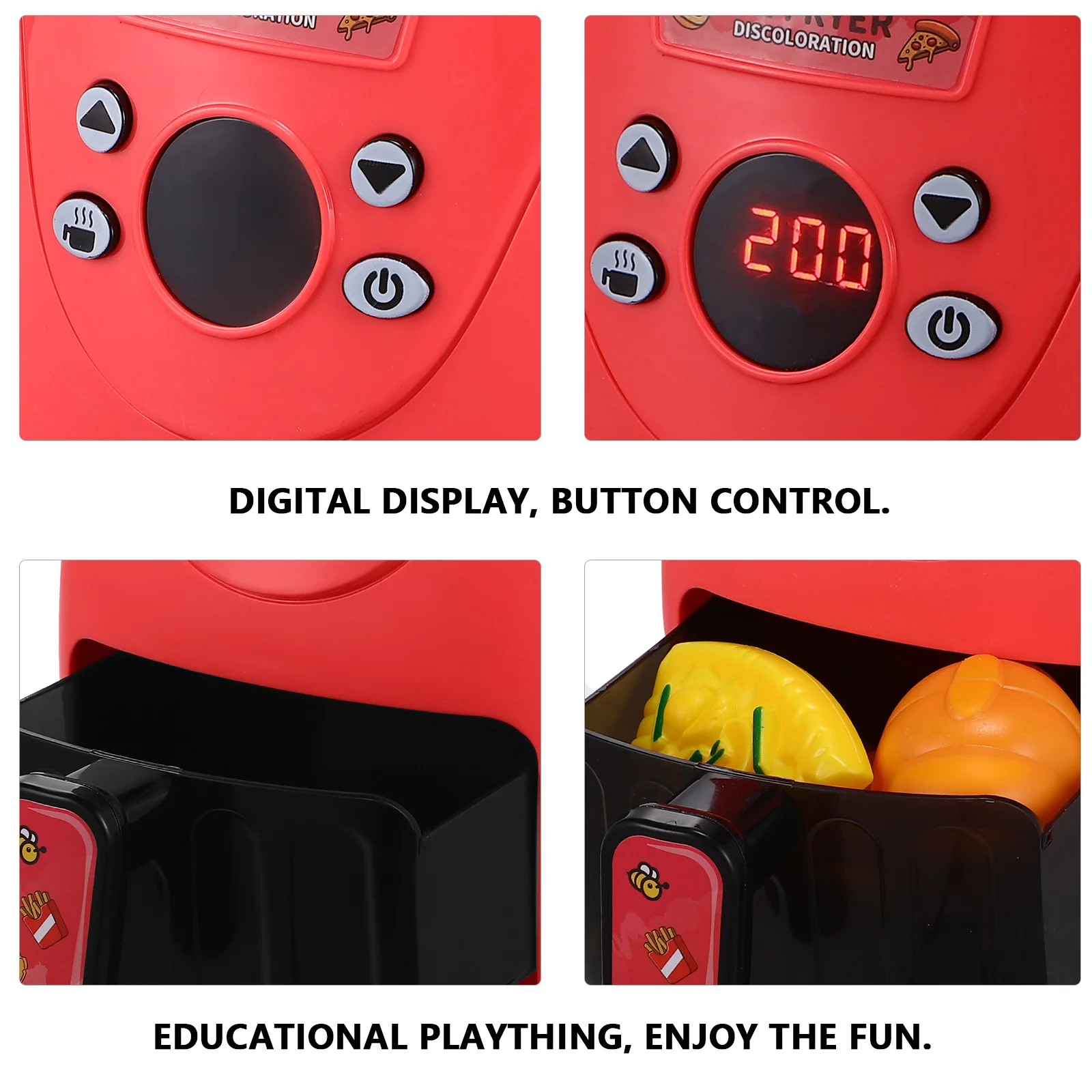 Mini Tomato Color Changing Air Fryer Toy Kitchen Playset Pretend Plaything Set Air Fryer Model Prop Kids Toys Role Play Food