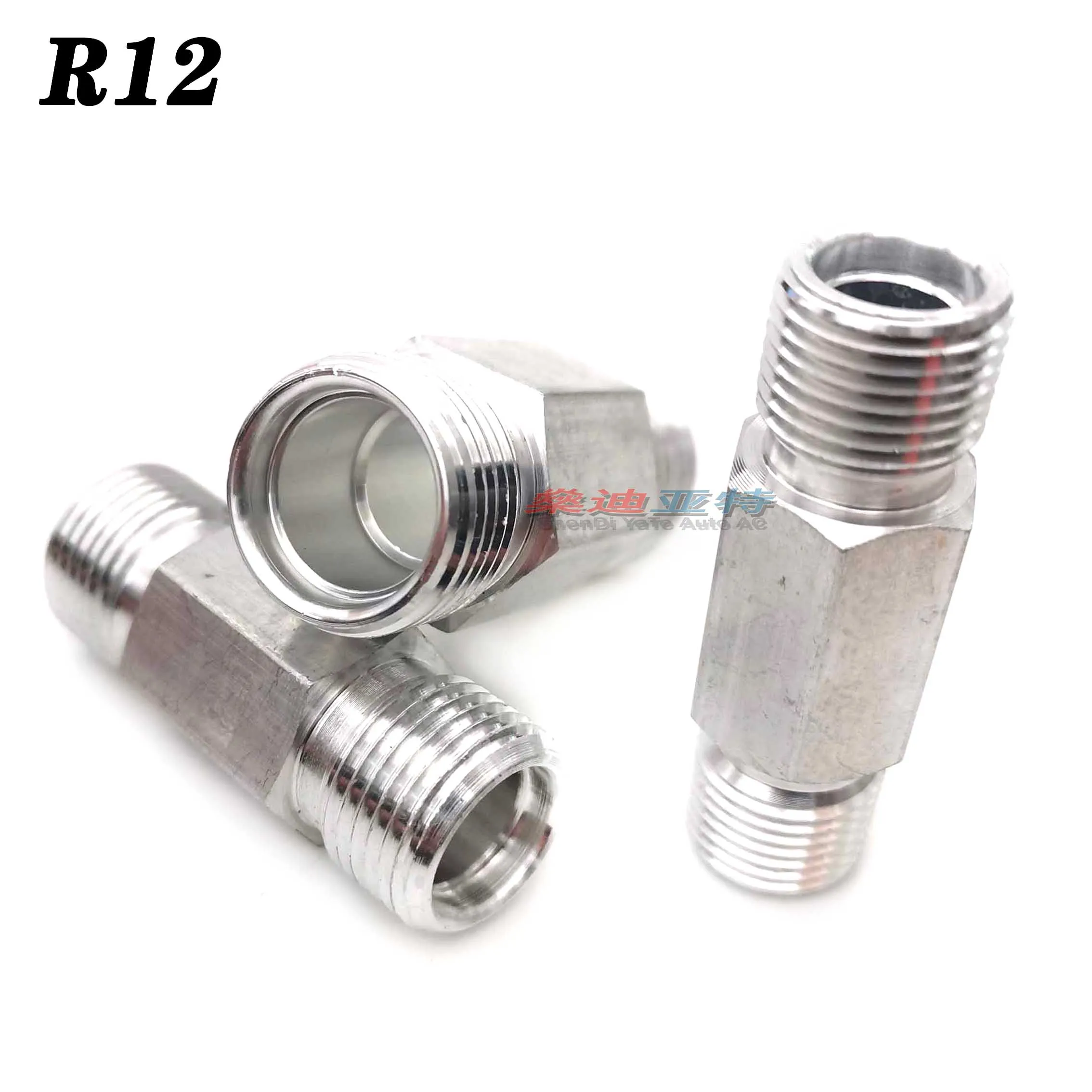 R134a R12 A/C Pipe Hose Connector Fixture Aluminum Kit Outside Screw Teeth Through Connector Joint Clamp