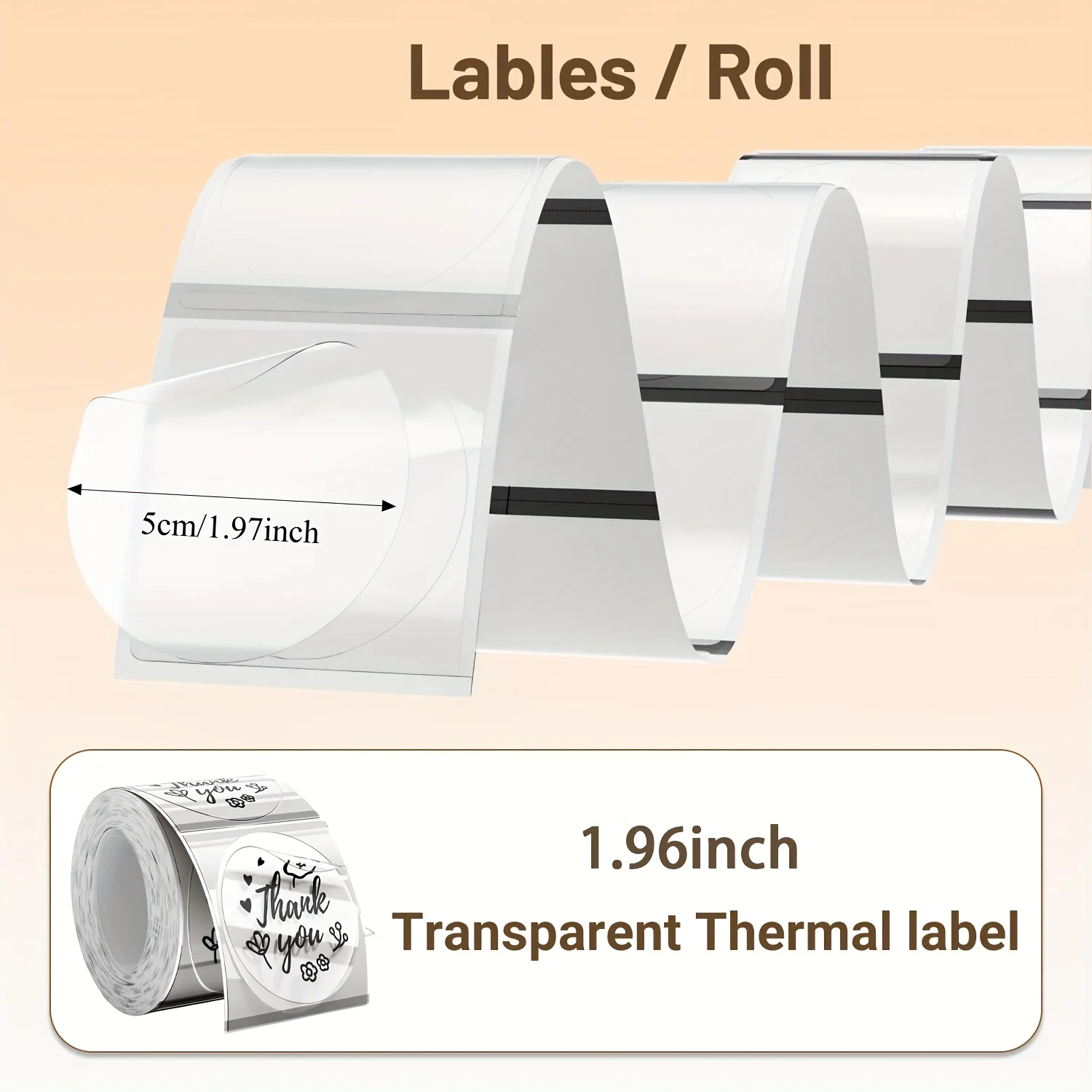 Compatible M110/M150/M221/M220/M120/M200/M250 Thermal Label Printer Labels - 1.96" Round Transparent Stickers with Black Ink