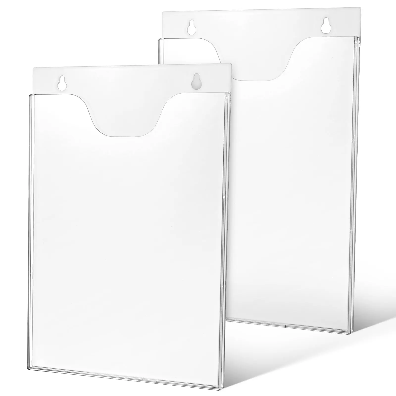 2Pcs 벽걸이형 아크릴 파일 정리함 투명 수직 문서 홀더 잡지 랙 브로셔 홀더 사무실 홈 디스플레이