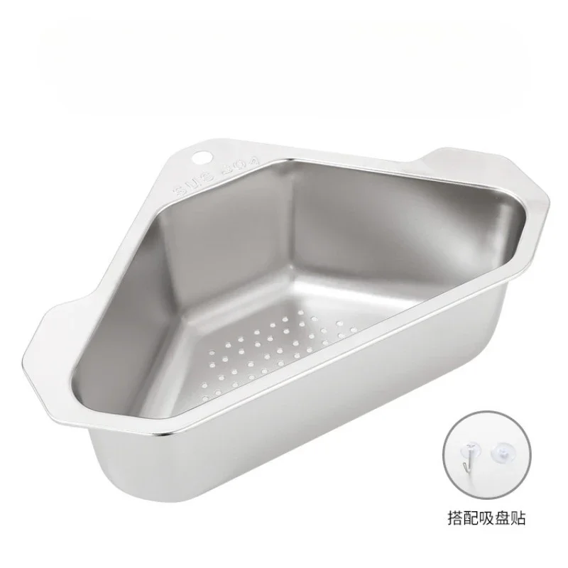 New Kitchen Sink Stainless Steel Asphalt Basket New Triangular Filter Net 304 Pool Storage Rack Asphalt Rack Sink