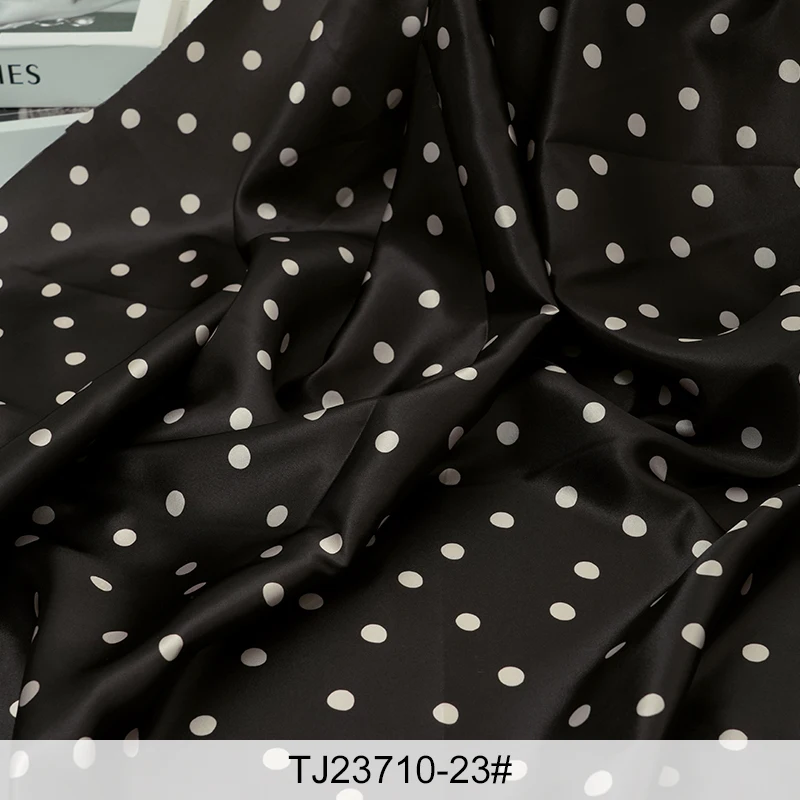 Colorful Polka Dots Silky Satin Fabric - Soft, Elegant Material for DIY Dresses, Linings, and Clothing Sewing Projects