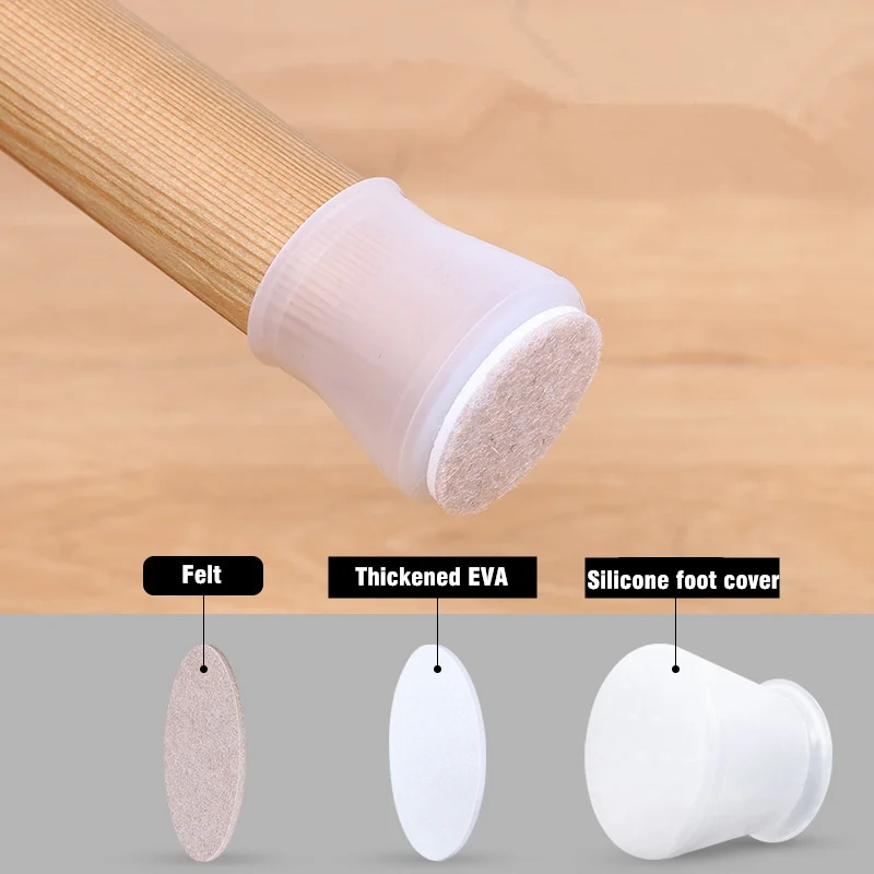 Furniture Leg Pads 8/16pcs Furniture Silicone Protection Cover Felt Pads Chair Legs Floor Protectors Caps Anti-Slip Table Feet Covers