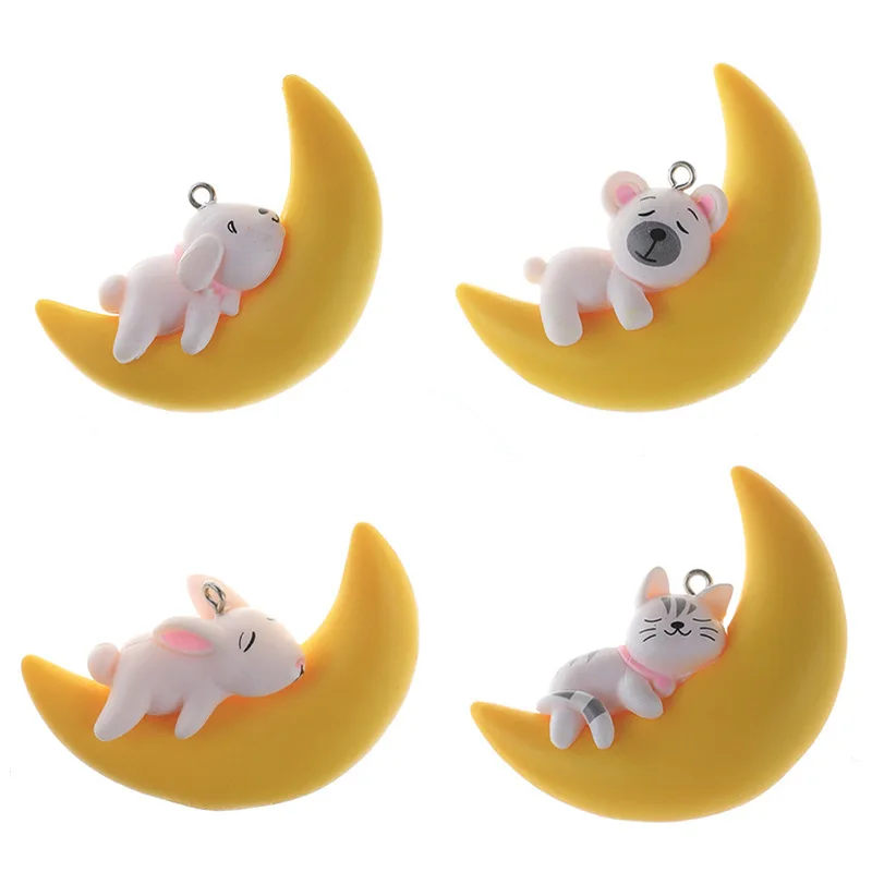 Aquarium Suspended Doll Small Fish Tank Landscape Decoration Cute Cartoon Decoration Creative PVC Floating Moon Cat and Dog