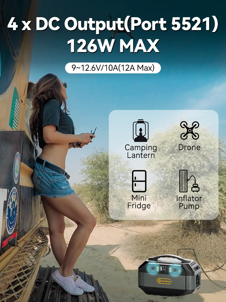 FF Flashfish Solar Generator 288.6Wh Portable Power Station 78000mAh/3.7V Battery AC 230V 330W for Outdoor Camping Power Supply 3