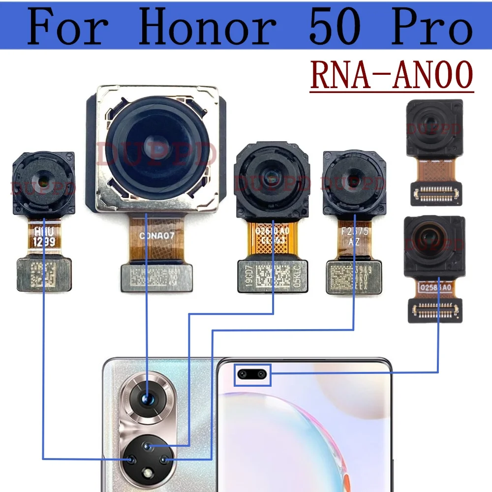 

Front Rear Camera For Huawei Honor 50 Pro RNA-AN00 Original Frontal Selfie Facing Back Main Camera Module Flex Parts