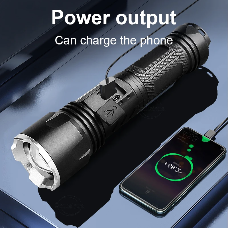 Lampe Torche Led Ultra Puissante Rechargeable USB avec Lumière Latérale  Lampe de Poche Etanche Haute Puissance pour Urgence Randonnée Camping  Chasse 