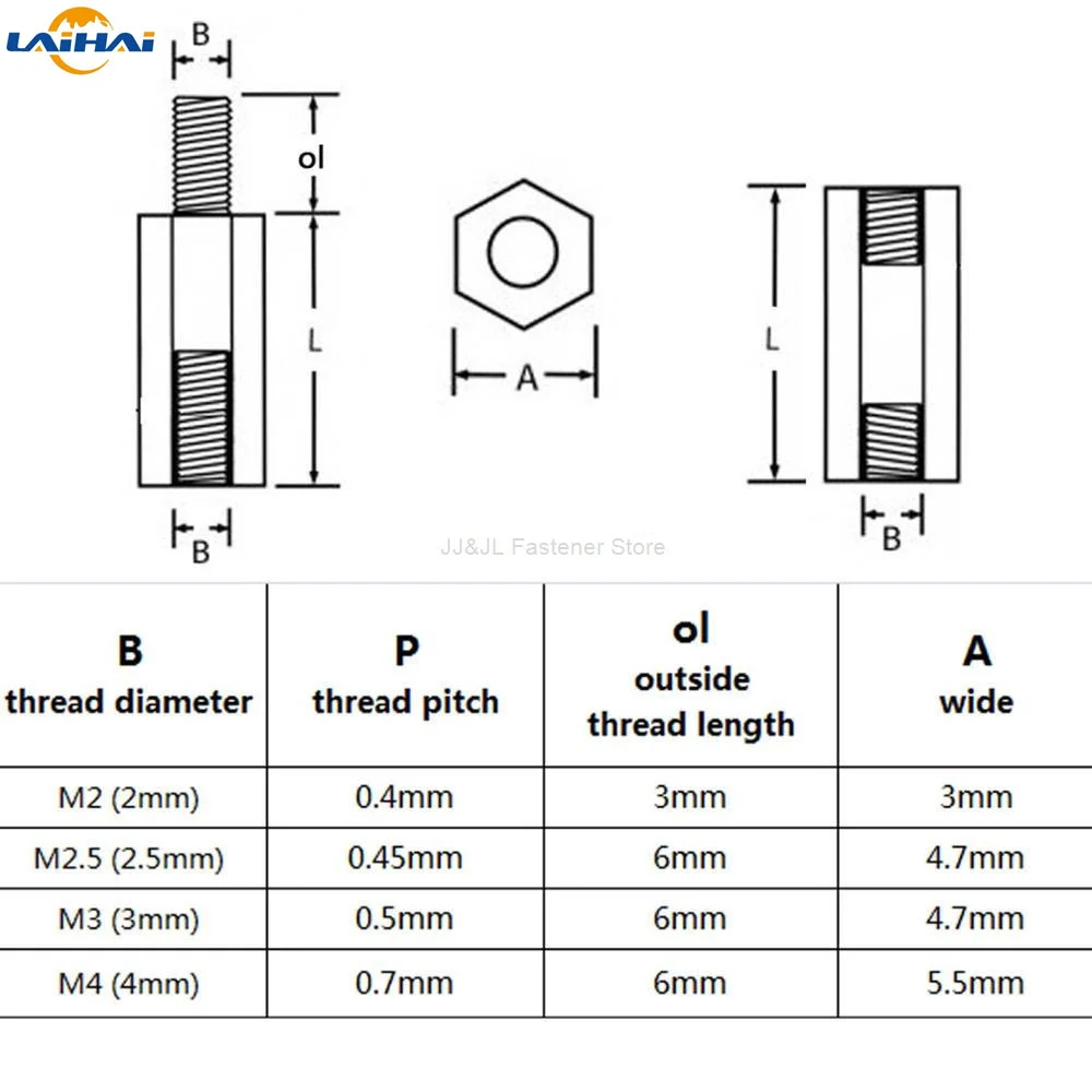 Hex Standoff Solid Brass Copper M2 M2.5 M3 M4 Hexagon Pillar M-F F-F Male-Female Female Spacer for PCB Board 10/50pc
