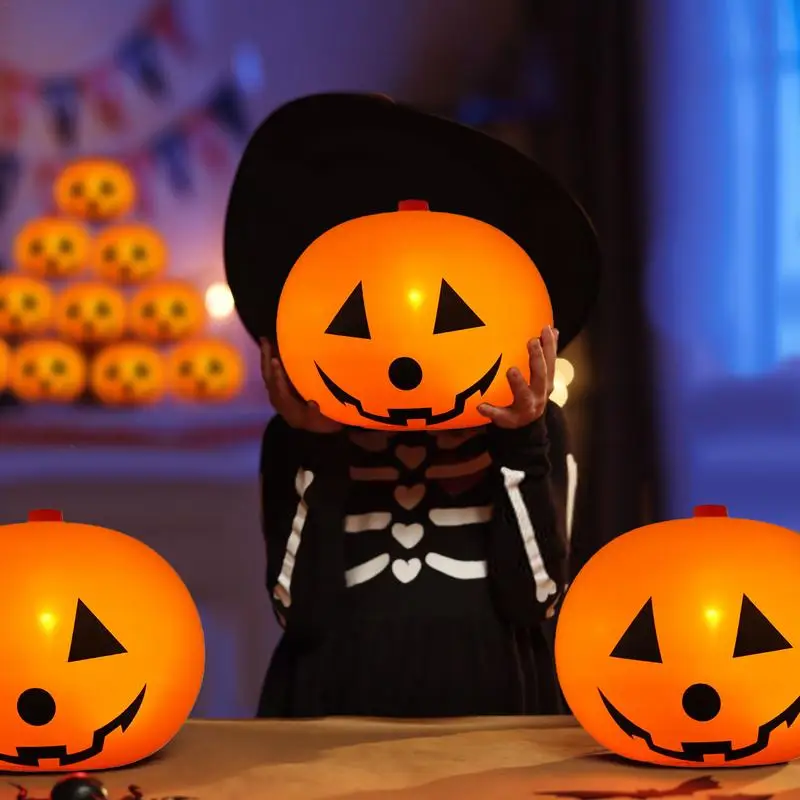 Cute Pumpkin Balloons Light Up LED Decorations Holiday Gothic Balloons Funny Festival Decor For Living Room Bedroom