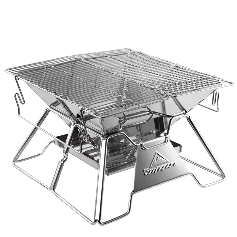 Steel Folding Portable BBQ Grill Stove Campingmoon MT-2 Outdoor Camping Picnic Set Camping Barbecue Rack