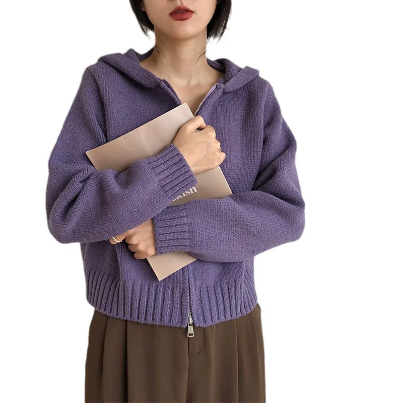 Autumn Winter Thick Hoodie Sweater Long Sleeve Zip Up Knitwear