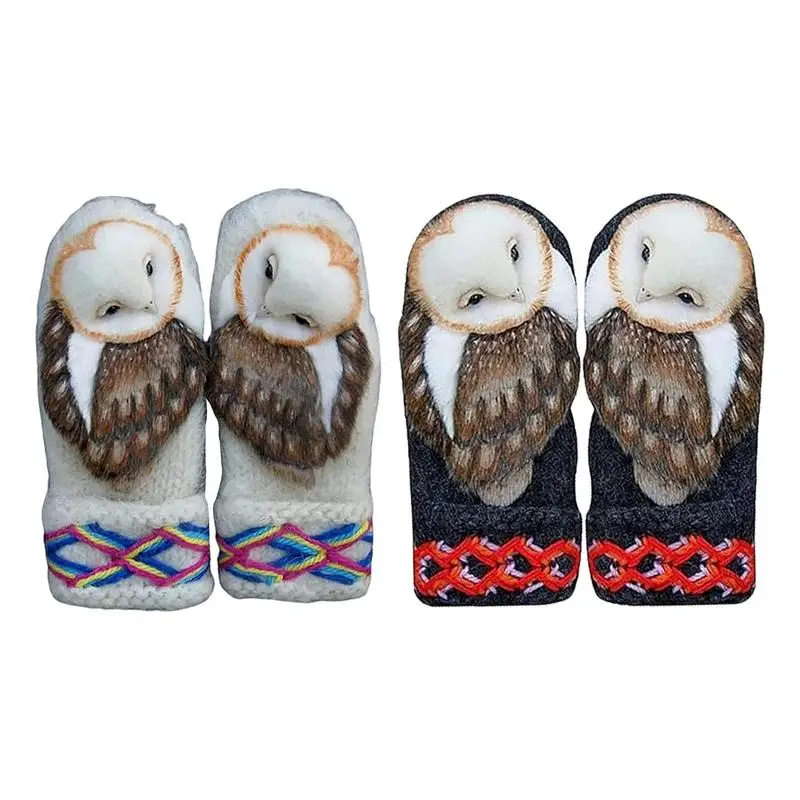 

Knitting Gloves For Women Adorable Animal Owl Design Gloves Cold Weather Must Have Knitted Gloves For Mountaineering Camping