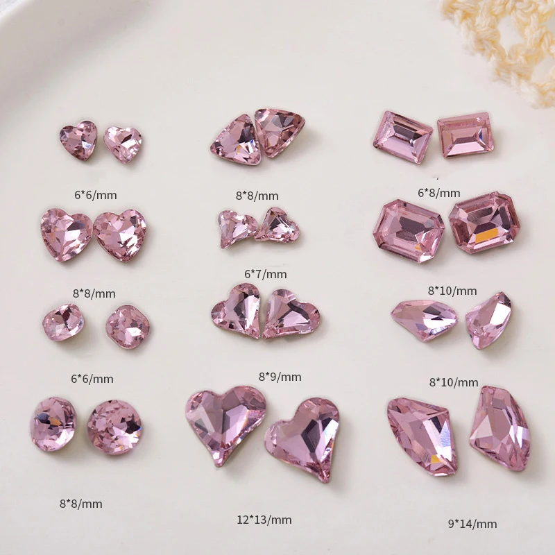 5/10 Pcs Nail Art Rhinestones Crystal heart Glass Gems Stone Nail Crystals  Nail Charms Heart