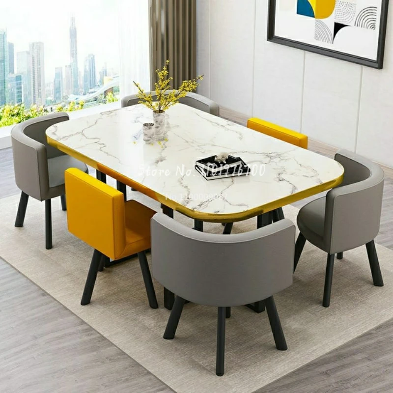 Nordic Small Apartment Dining Table Six Chairs Reception Negotiation