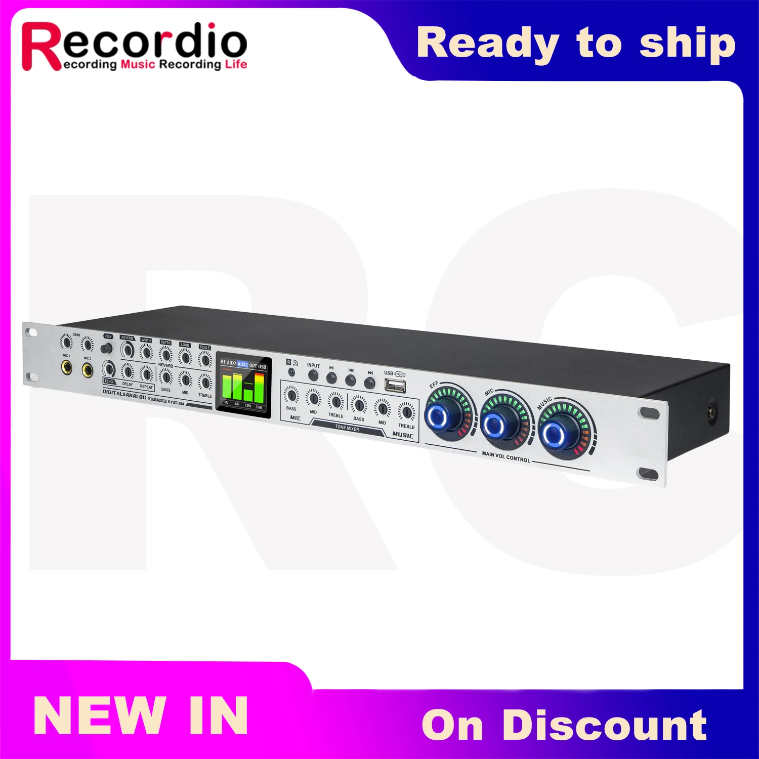 GAX-LX9 Professional Digital Preamp Effector Dual Reverberation DSP Effect Karaoke Home Stage Processing Effector