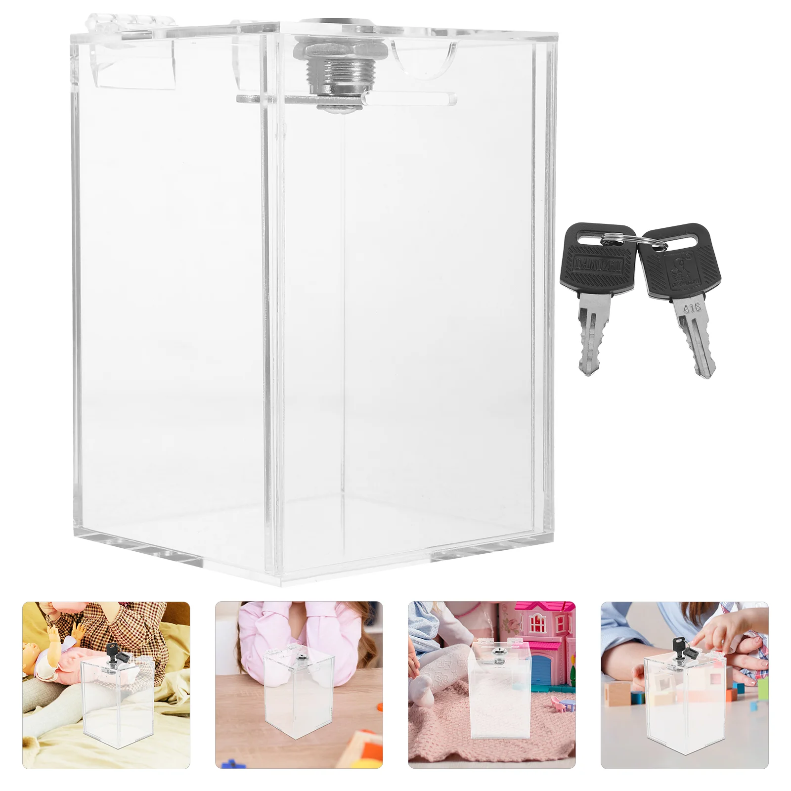 Transparent Acrylic Money Box Coin Jar Piggy Banks Storage Bins Suggestion Box Ballot Box Gift Holder Cash Boxes Home Decor 5