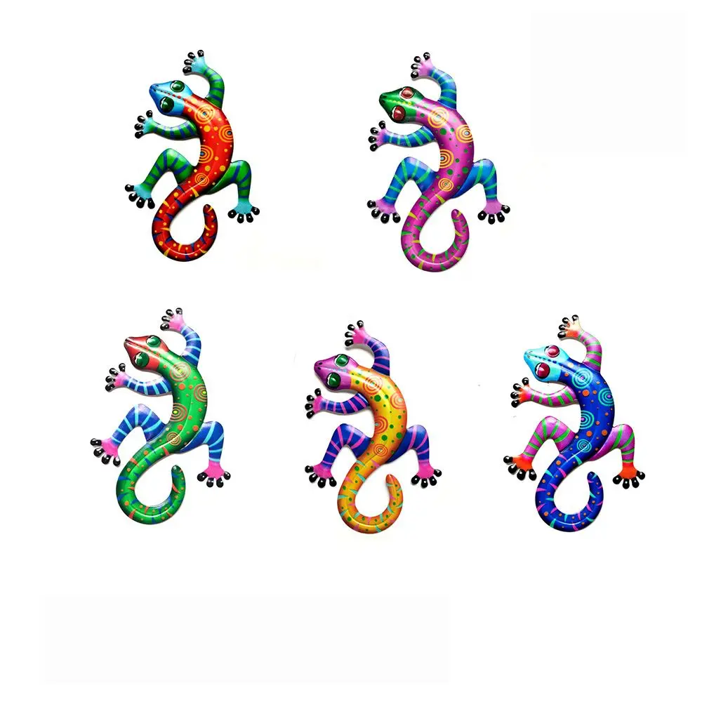 Eisen Kunst Gecko Ornamente Wand kunst Dekoration Simulation kleine Metall Gecko Eidechse Skulpturen im Freien Hausgarten Fransen