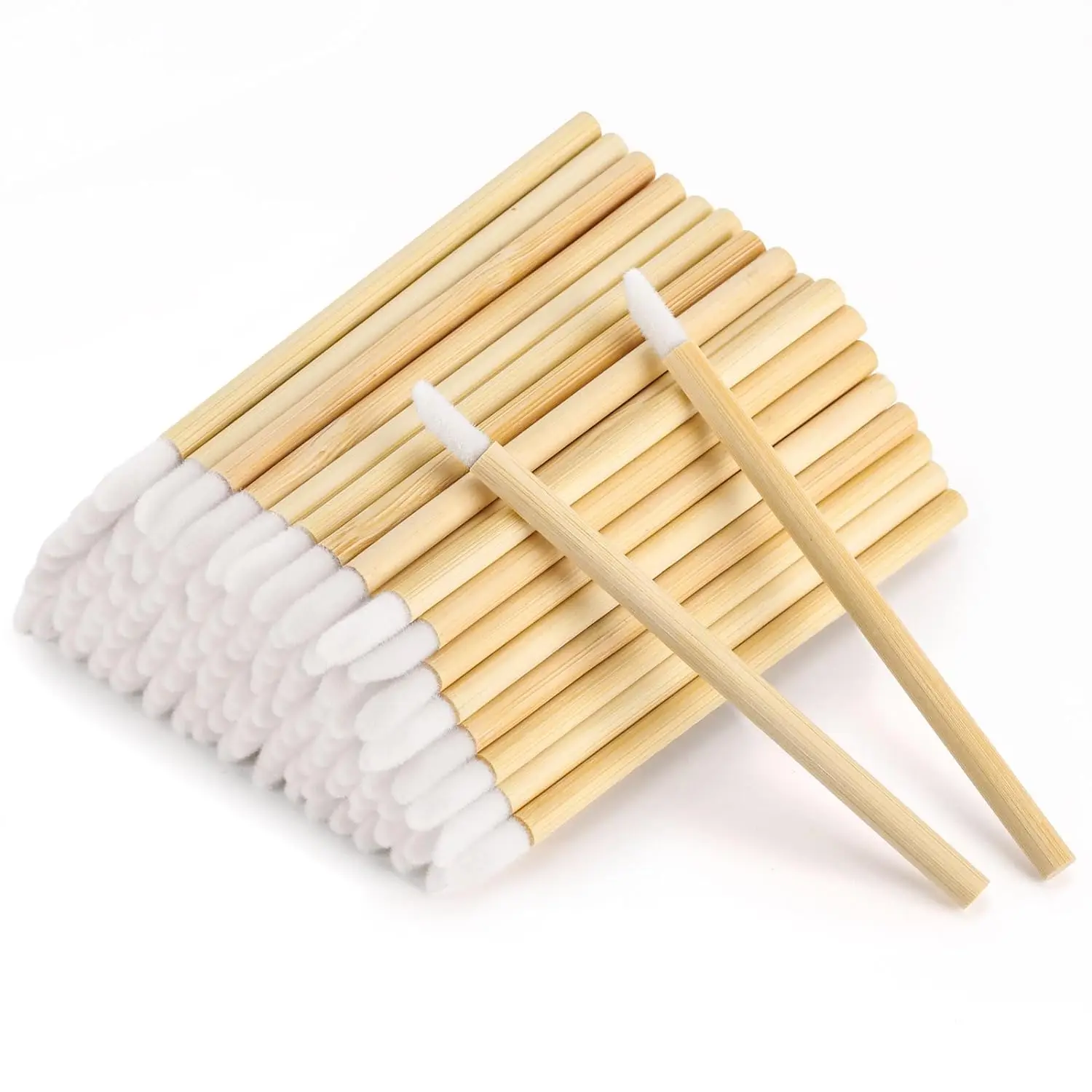 

100pcs Disposable Bamboo Handle Lip Brushes Lipstick Lip Gloss Wands Applicator Makeup Tool