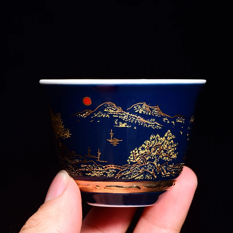Chinese Blue and white porcelain Tea Cups Anti Scaling Handmade Tea Bowl Imperial court Style luxury tea cup Single Cup set