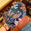 Floral Embroidered Makeup Bag Vacation Fabric Small Handbag Girls Travel Business trip Portable zipper storage bag 1